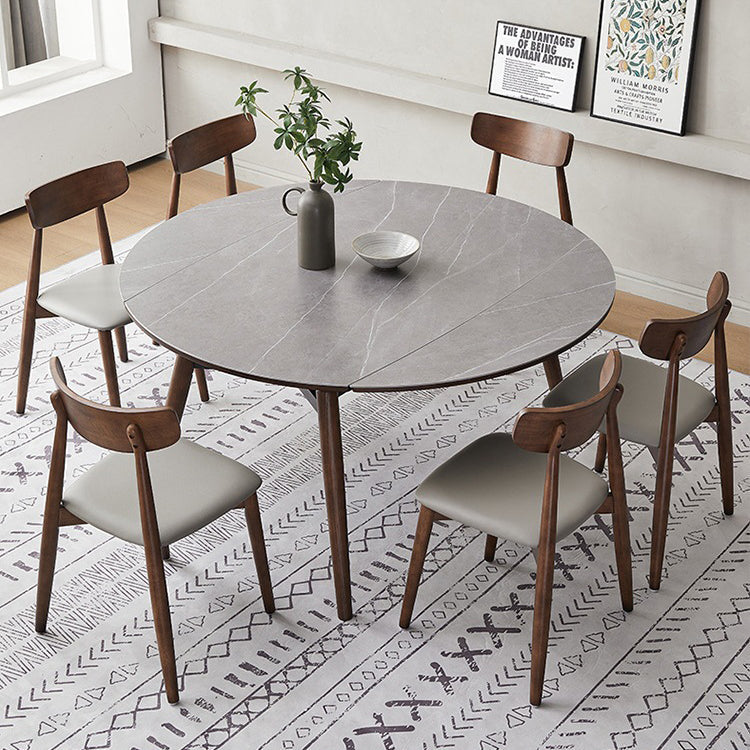 Mesa de comedor de roble plegable con cuatro patas, losa de piedra redonda cuadrada minimalista moderna, para comedor 