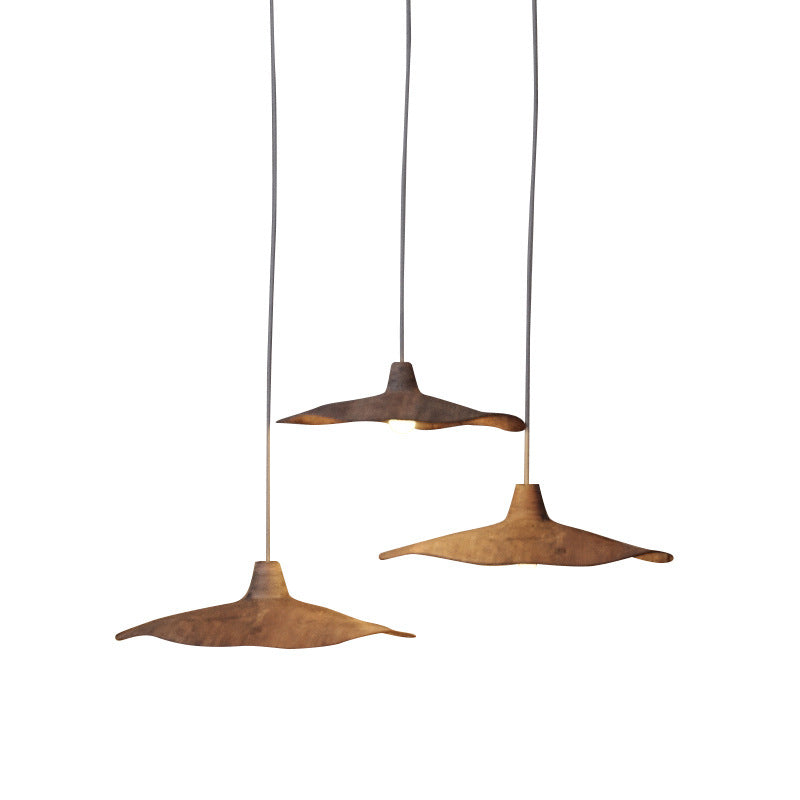 Suspension Luminaire à 1 Lumière avec Abat-Jour en Résine Ondulée Japonaise Traditionnelle pour Chambre 