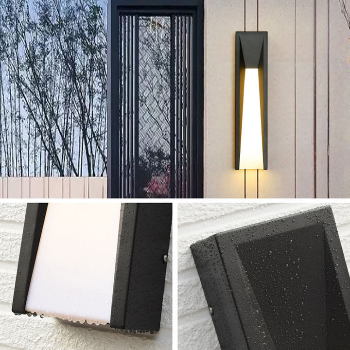 Lámpara de Aplique de Pared LED de Cuboide de Acero Inoxidable Impermeable Industrial Contemporáneo con Pantalla de Acrílico para Patio Exterior 