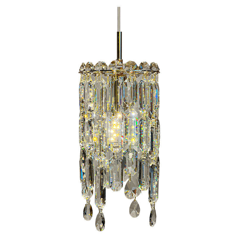 Lustre Contemporain de Luxe Éblouissant en Cristal Clair Prismatique à 1 Lumière pour Salon 