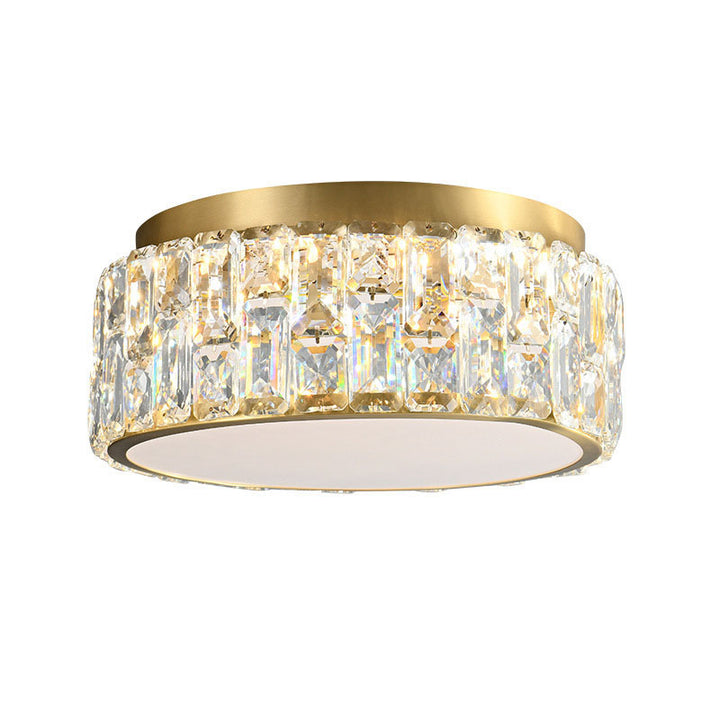 Contemporáneo Escandinavo Cilíndrico de Cobre Cristal 4/6 Luces de Montaje al Ras para Techo en Dormitorio 