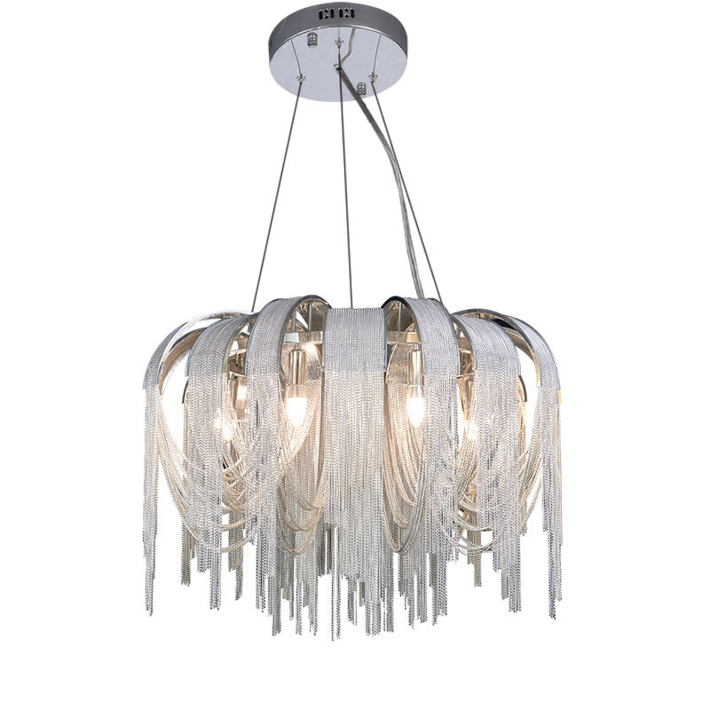 Modern Luxury Iron Aluminum Chain Tassel 6/8/10/12/15 Light Chandeliers For Hallway
