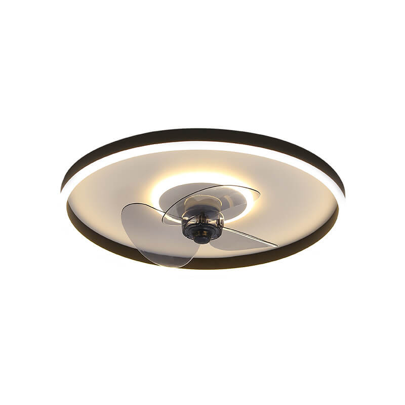 Contemporary Nordic Round Iron Silicone Aluminum Invisible LED Flush Mount Ceiling Fan Light For Living Room &amp; Bedroom