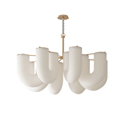 Moderner Mid-Century Pipe Geometrischer Eisen PE LED Kronleuchter für Wohnzimmer 