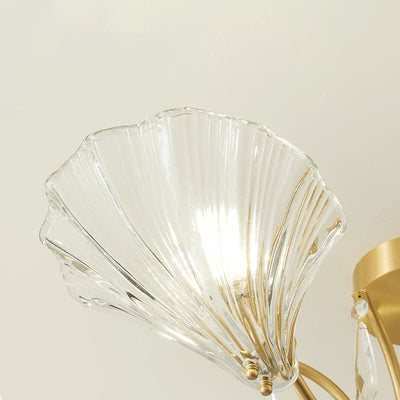 Moderne minimalistische Shell Kupfer Glas 3/6/8 Licht Kronleuchter für Wohnzimmer 