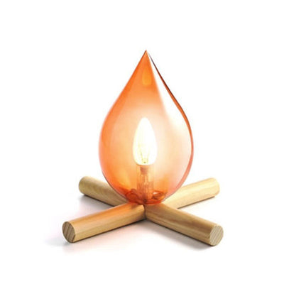 Modern Art Deco Fire Wood Glass 1-Light Table Lamp For Living Room