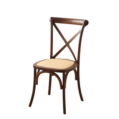 Dossier de chaise de salle à manger en rotin tissé rustique traditionnel en bois éponge rond rectangulaire 