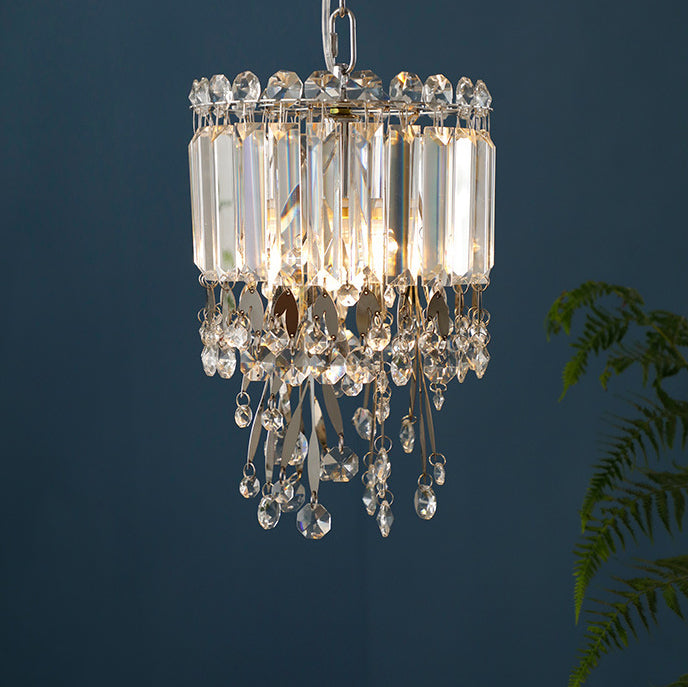 Moderne Luxus Zylinder Edelstahl Kristall 1/3 Licht Kronleuchter Für Wohnzimmer 