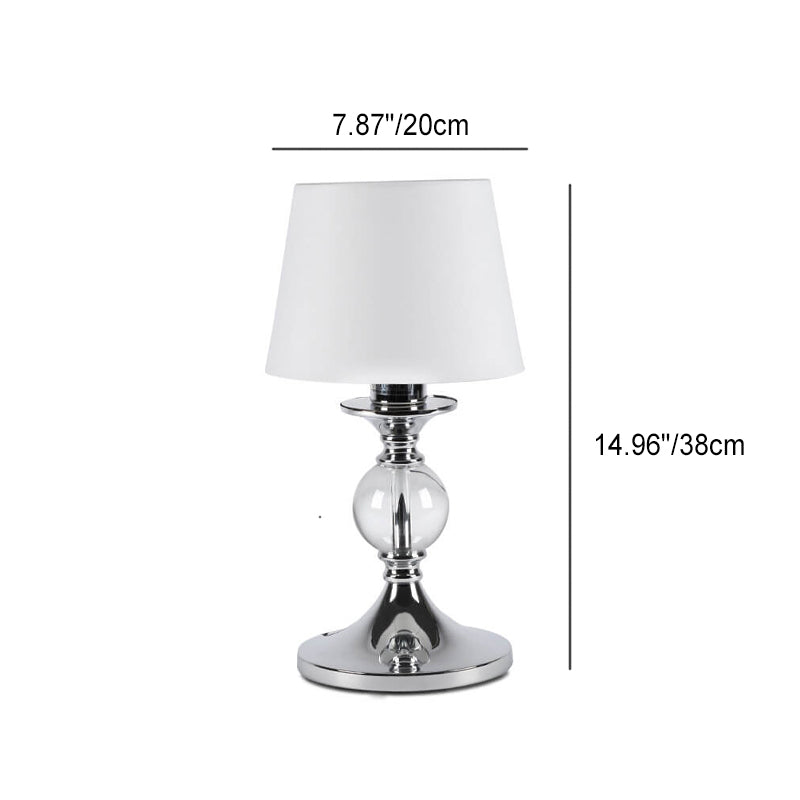 Lampe de table à 1 lumière en métal chromé avec tissu blanc simple de style européen 