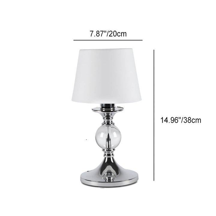 Lampe de table à 1 lumière en métal chromé avec tissu blanc simple de style européen 