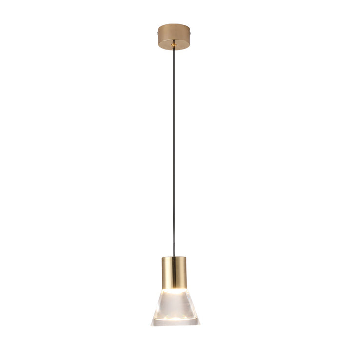 Lustre Suspendu LED Semi-Conique en Acrylique et Cuivre Complet Nordique Contemporain pour Chambre 