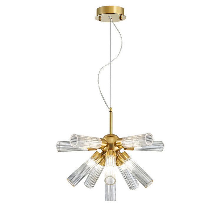 Candelabro contemporáneo creativo de cilindro de hierro acrílico de 11 luces para comedor 