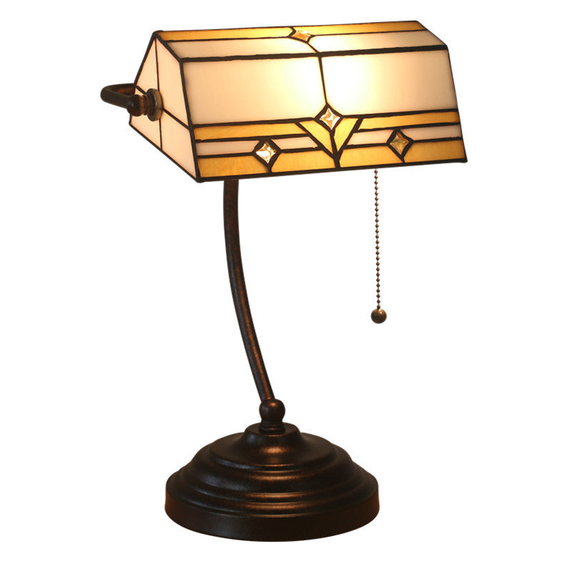 Lámpara de Mesa de Vidrio Tiffany Vintage de Plaid Trapezoidal con 1 Luz 