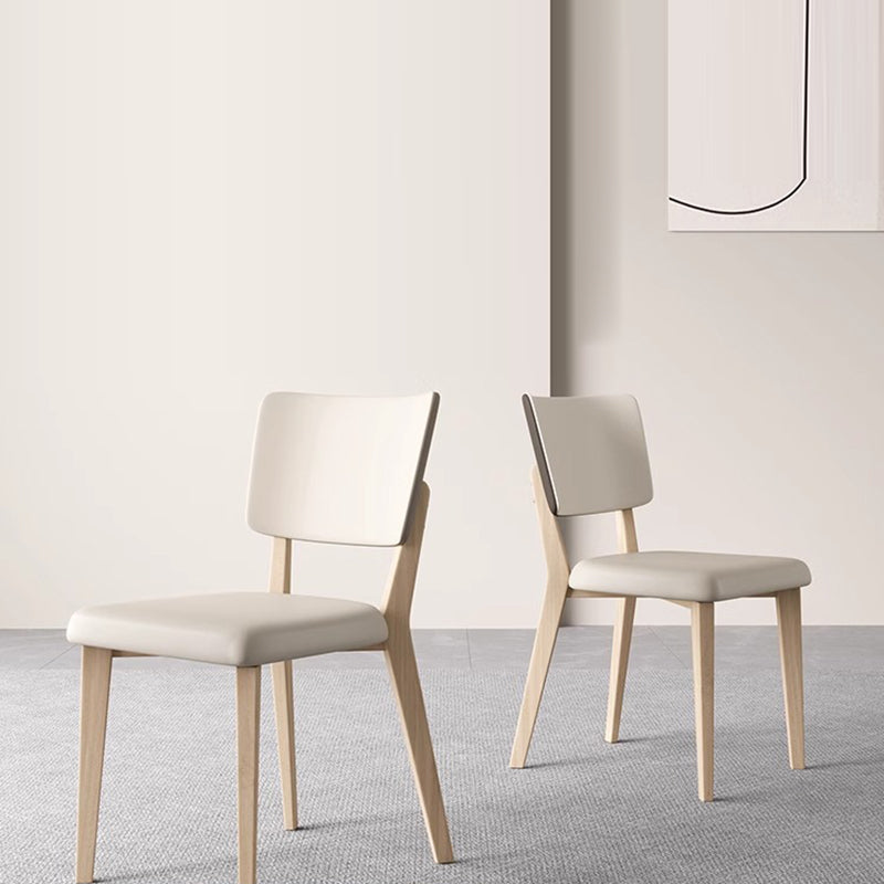 Contemporary Nordic Square PU Leather Ash Wood Frame Dining Chair Backrest For Dining Room
