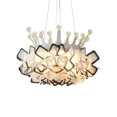 Zeitgenössische kreative Hardware Crown Decor PVC Petal Shade LED Pendelleuchte für Wohnzimmer 