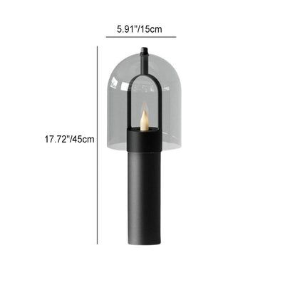 Contemporary Scandinavian Glass Cylinder Glass Black Column Base LED Table Lamp For Living Room