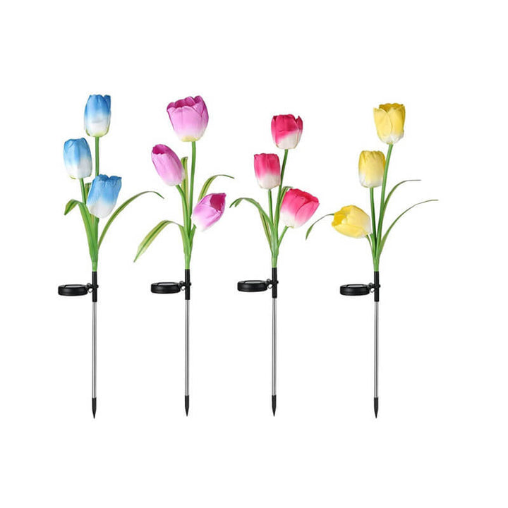 Contemporary Creative Outdoor Solar Tulip LED Waterproof Lawn Ground Decorative Insert Landscape Light