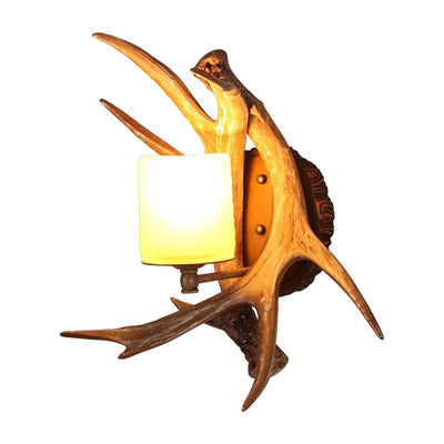Zeitgenössische kreative Harz Nachahmung Geweih Glas Schatten 1-Licht Wandleuchte Lampe für Wohnzimmer 