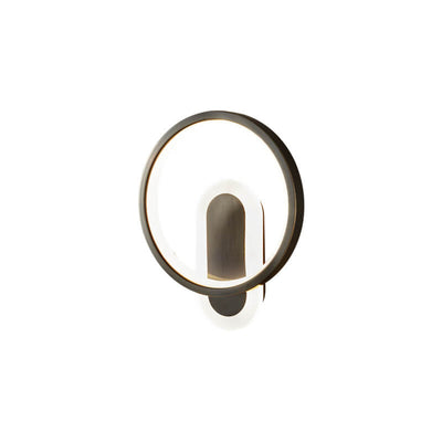 Aplique de pared LED con anillo circular geométrico de acrílico y cobre nórdico moderno 