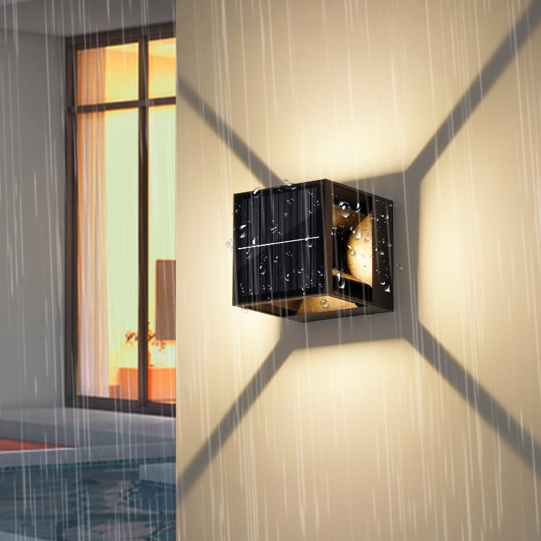 Zeitgenössische Einfachheit ABS Quadrat LED Solar Wasserdichte Outdoor Wand Leuchte Lampe Für Garten 