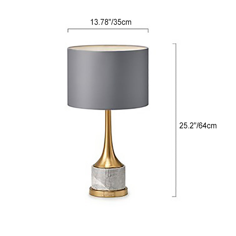 Lámpara de mesa de cilindro de mármol nórdico contemporáneo de 1 luz para dormitorio 