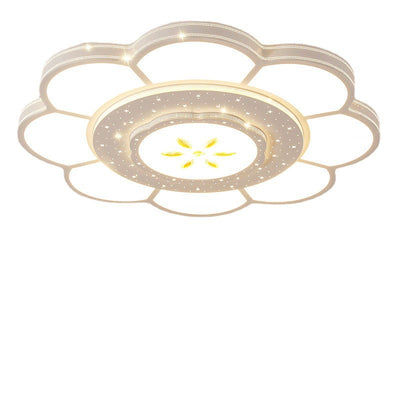 Plafonnier LED rond en fer et acrylique à fleurs de simplicité moderne pour salon 