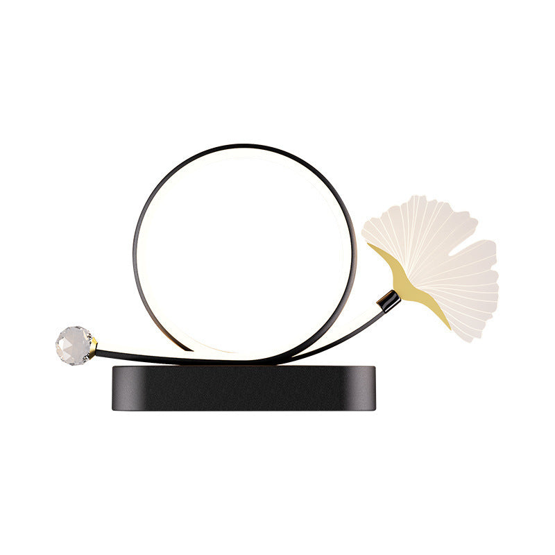 Applique murale LED en aluminium et acrylique avec feuille de ginkgo nordique contemporaine pour chevet 