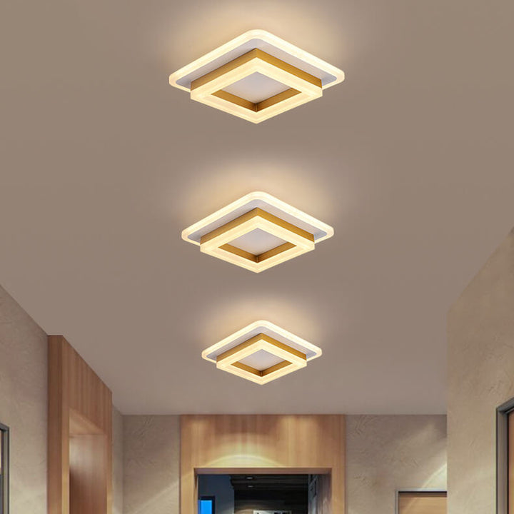 Luz de techo LED de montaje empotrado de hierro acrílico simple nórdico cuadrado círculo 