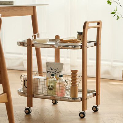 Moderner minimalistischer quadratischer Holz-Glas-Endtisch, zweistufiger Wagen, drehbar für das Wohnzimmer 