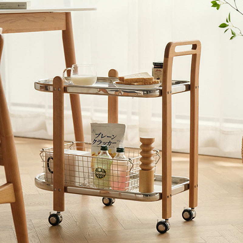 Moderner minimalistischer quadratischer Holz-Glas-Endtisch, zweistufiger Wagen, drehbar für das Wohnzimmer 