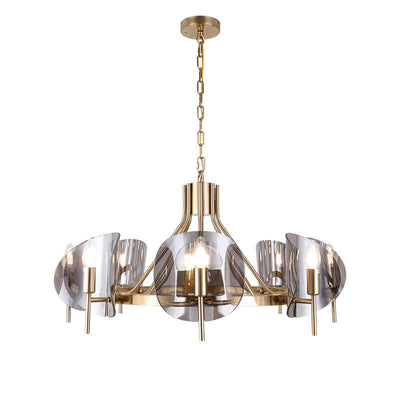 Nordic Luxury Glass Arc Shade Branch 8-Light Chandelier