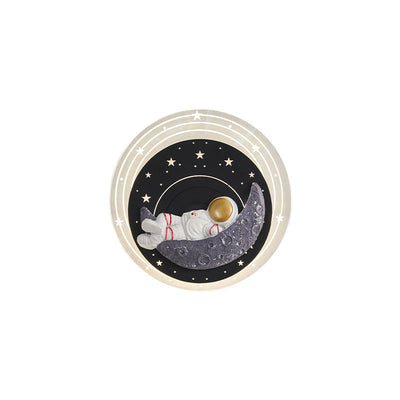 Zeitgenössische kreative Sternenhimmel Mond Harz Astronaut Runde LED Wandleuchte Lampe für Wohnzimmer 