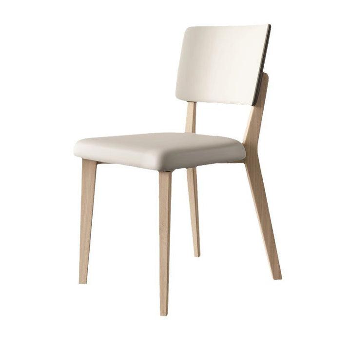 Contemporary Nordic Square PU Leather Ash Wood Frame Dining Chair Backrest For Dining Room