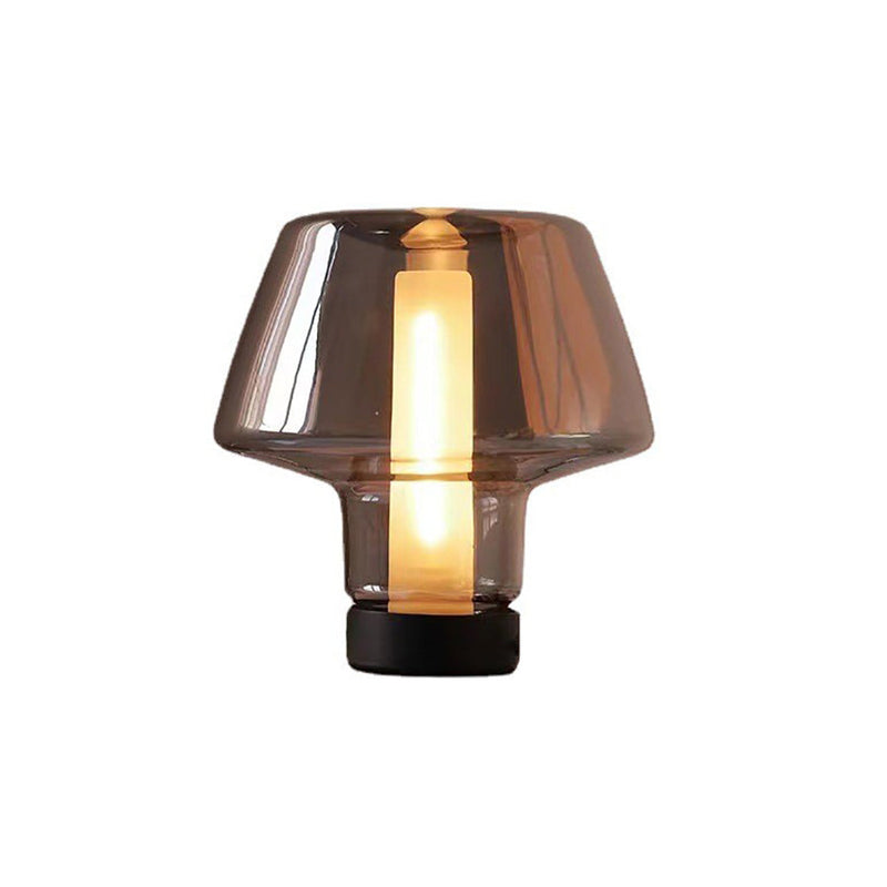 Moderne minimalistische runde Tischlampe aus Glas und Metall mit 1 Licht für Schlafzimmer 