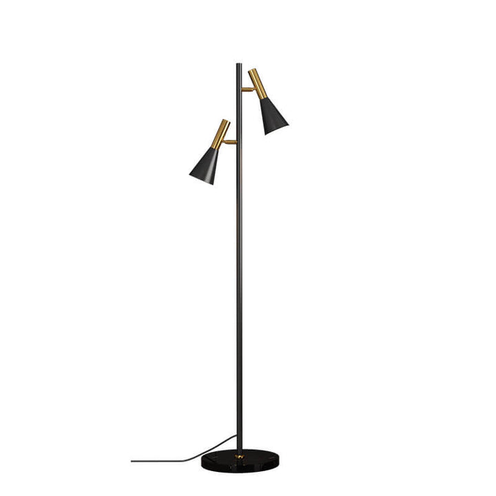 Modern Minimalist Marble Iron Horn Shade Rotatable 2-Light Standing Floor Lamp For Living Room &amp; Bedroom