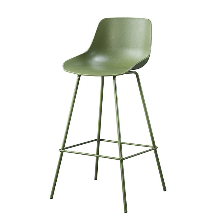Simplicité Contemporaine Tabouret de Bar en Plastique Courbé Couleur Unie avec Dossier et Repose-pieds pour Salle à Manger 