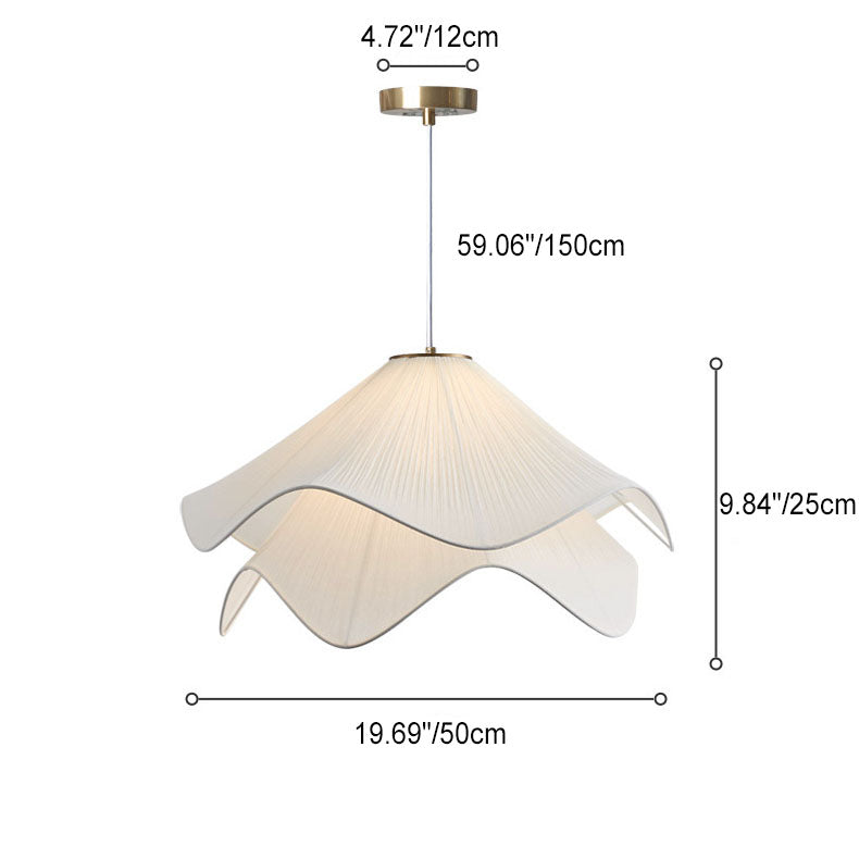 Moderne Übergangs-Petal-Eisen-Stoff 1-Licht Pendelleuchte für Wohnzimmer 
