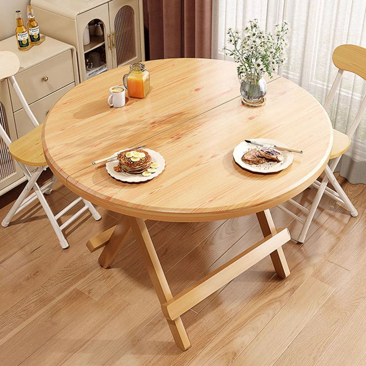 Mesa de comedor redonda escandinava contemporánea con tablero de MDF y hierro para 4 plazas 