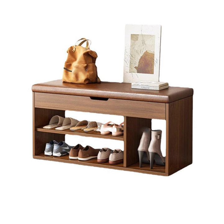 Modern Minimalist Rectangle Fabric PU Leather MDF Shoe Storage 3-Tier For Entryways