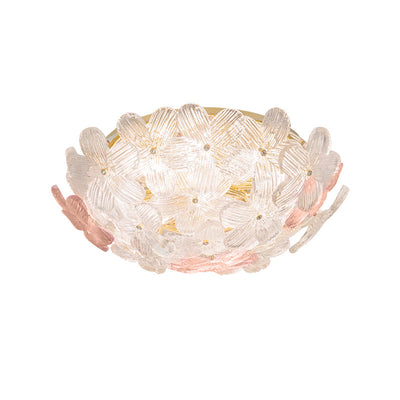 Dôme en Verre en Acier au Carbone de Luxe Moderne Floral 10/16 Lumière Plafonnier Semi-Encastré pour Salon 