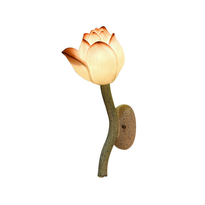 Traditionelle chinesische Harz Lotus Blume Hardware 1-Licht Wandleuchte Lampe für Wohnzimmer 