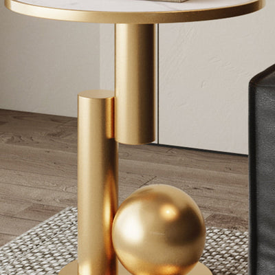 Table d'appoint cylindrique géométrique scandinave contemporain en pierre frittée pour salon 