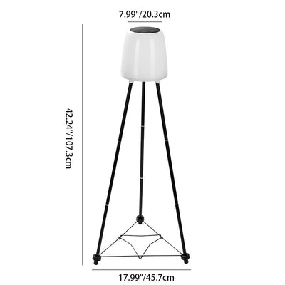 Modern Minimalist Solar Tripod Round Iron ABS PP PC LED Plant Planter Standing Floor Lamp For Garden