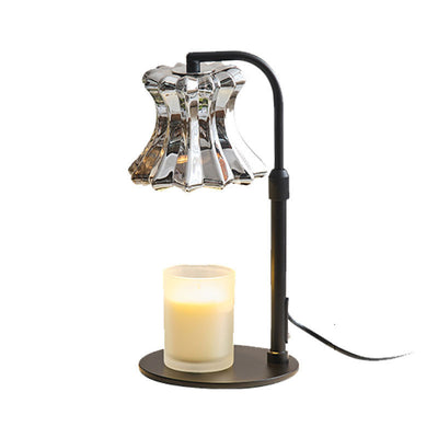Moderne minimalistische florale Tischlampe mit rundem Sockel aus Eisenglas mit 1 Licht für die Aromatherapie mit schmelzendem Wachs für Schlafzimmer 