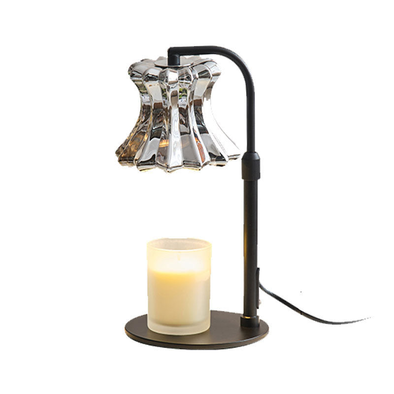 Moderne minimalistische florale Tischlampe mit rundem Sockel aus Eisenglas mit 1 Licht für die Aromatherapie mit schmelzendem Wachs für Schlafzimmer 