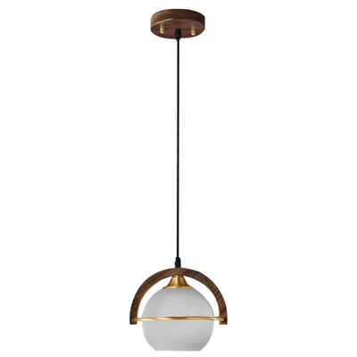 Modern Creative Personality Solid Wood Spherical 1-Light Pendant Light