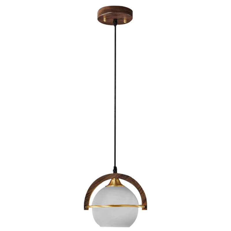 Modern Creative Personality Solid Wood Spherical 1-Light Pendant Light