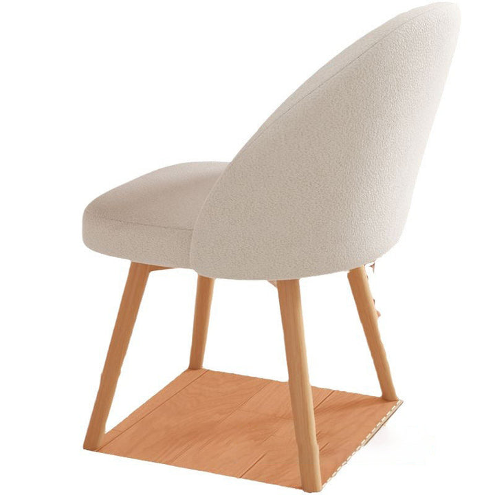 Contemporary Nordic Curved Linen Sherpa Fabric Upholstered Beech Wood Legs Vanity Stool Backrest For Bedroom