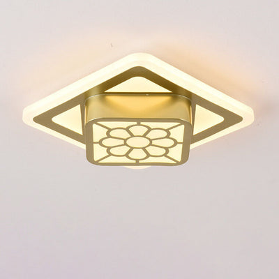 Modern Luxury Floral Square Geometry LED Flush Mount Ceiling Light