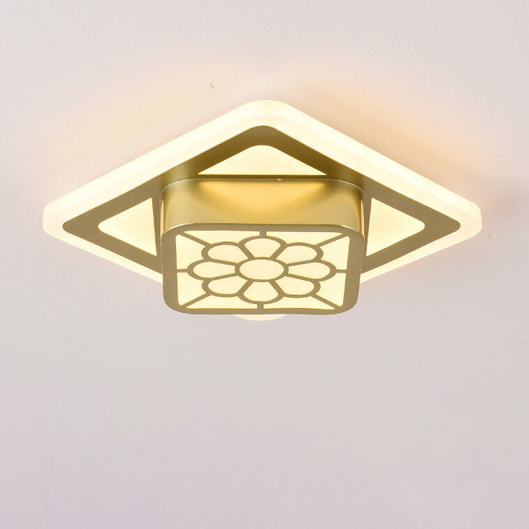 Modern Luxury Floral Square Geometry LED Flush Mount Ceiling Light